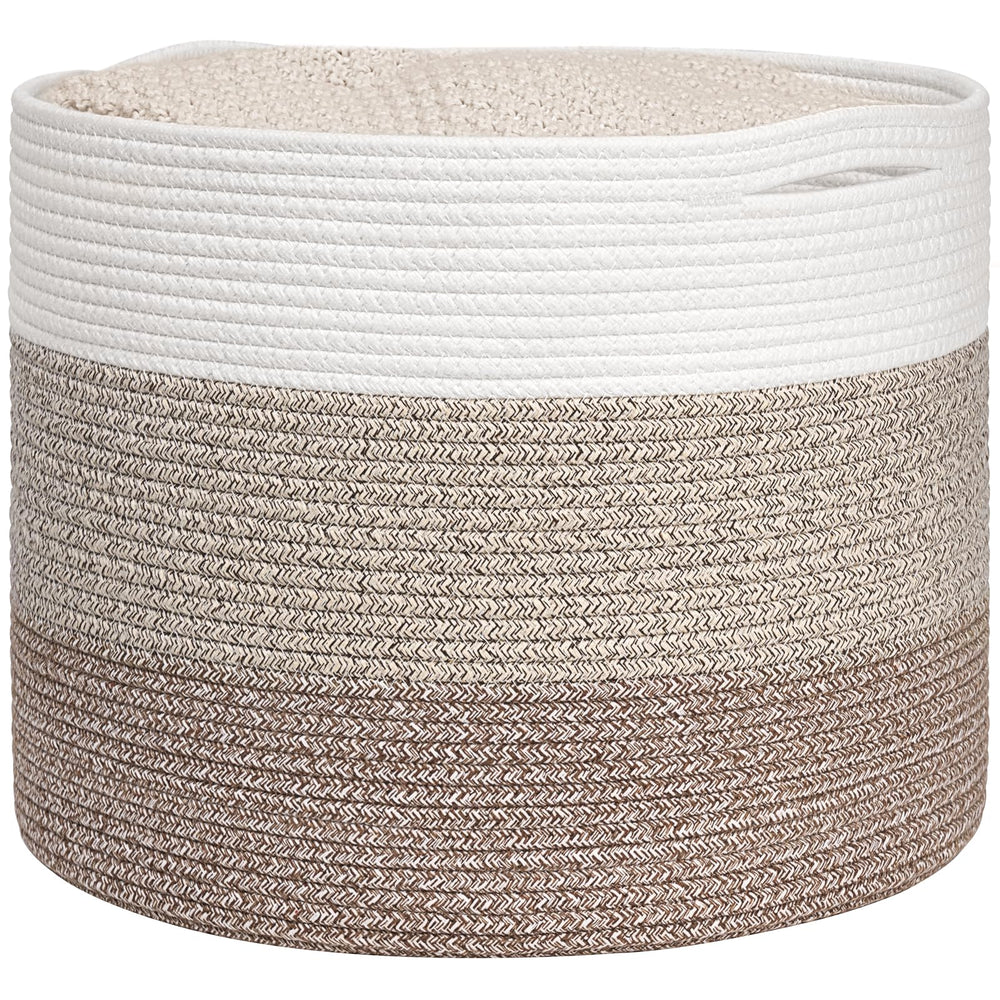 Goodpick large woven basket for blanket storage in the living room.