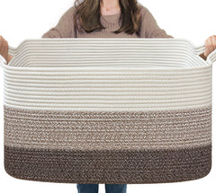 Goodpick large woven basket showcasing blanket storage capacity