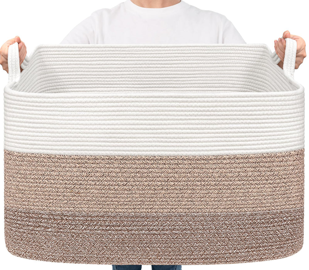 Goodpick large woven basket for nursery or laundry with sturdy handles for easy carrying.