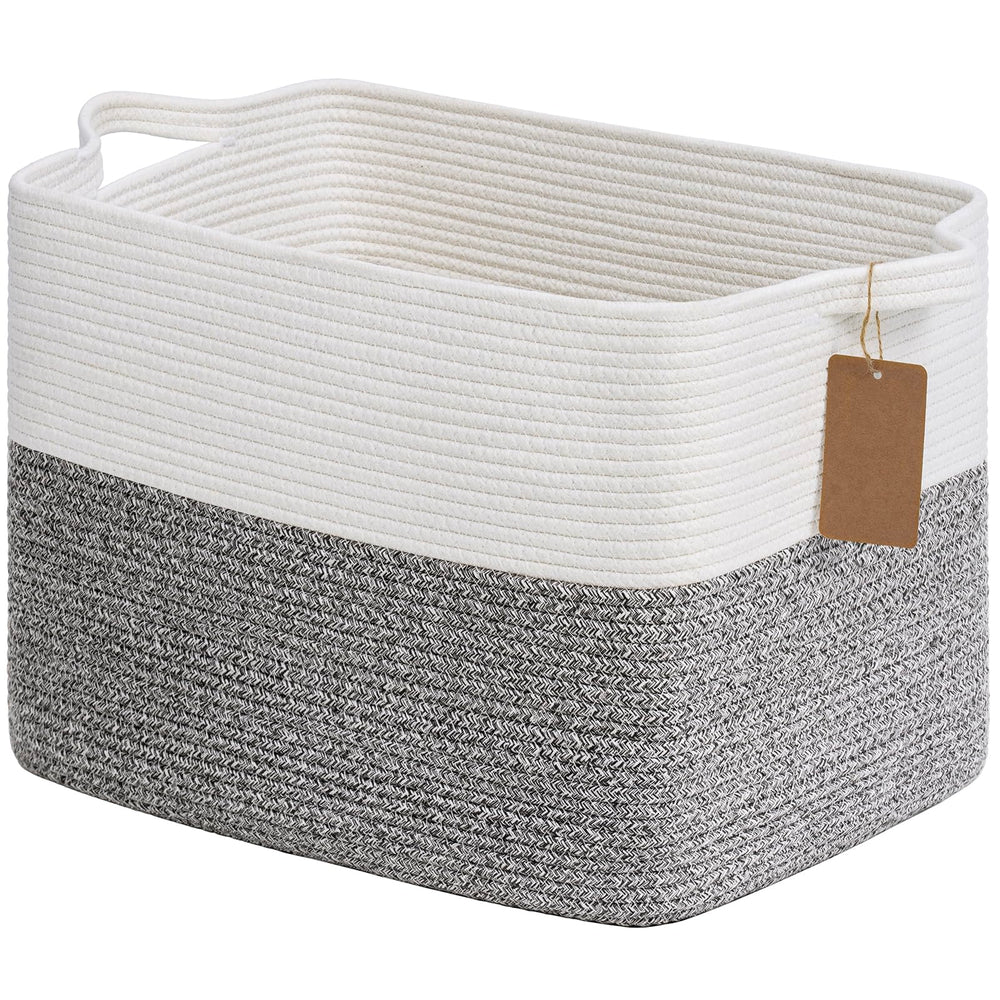 Goodpick woven storage basket with cotton rope and handles for tidy living spaces.