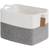 Goodpick woven storage basket with cotton rope and handles for tidy living spaces.
