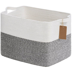 Goodpick woven storage basket with cotton rope and handles for tidy living spaces.