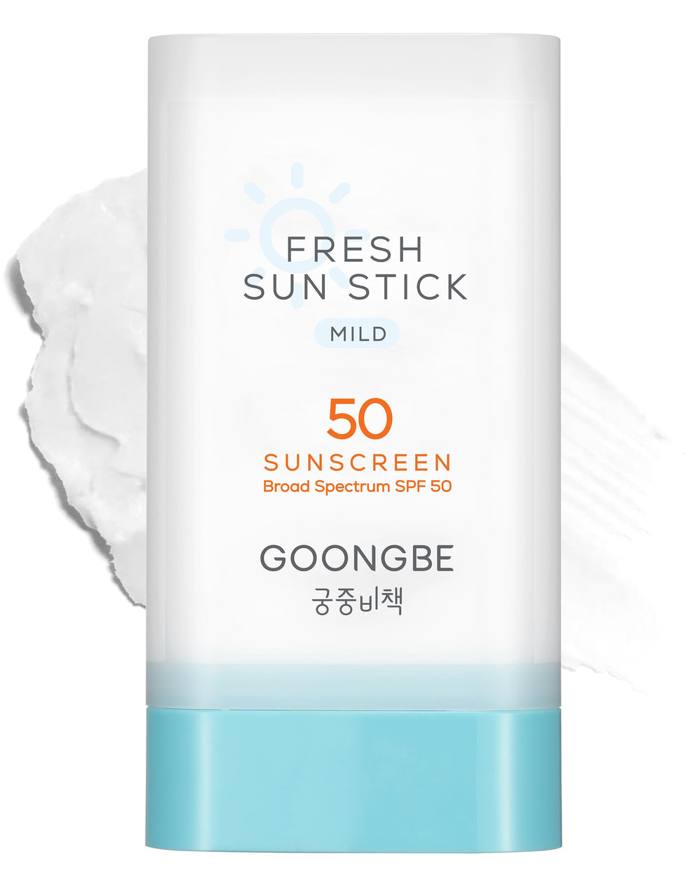 GOONGBE Fresh Sun Stick bottle shows mineral SPF for all ages.