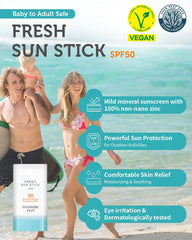 GOONGBE Sun Stick on hand illustrating easy outdoor reapplication.