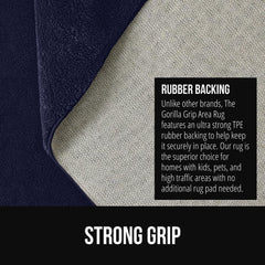 GORILLA GRIP navy 4x6 rug machine washable for easy freshening after messes