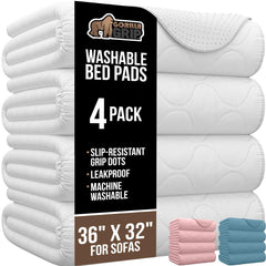 GORILLA GRIP underpads top view in a four-pack showing size and coverage.