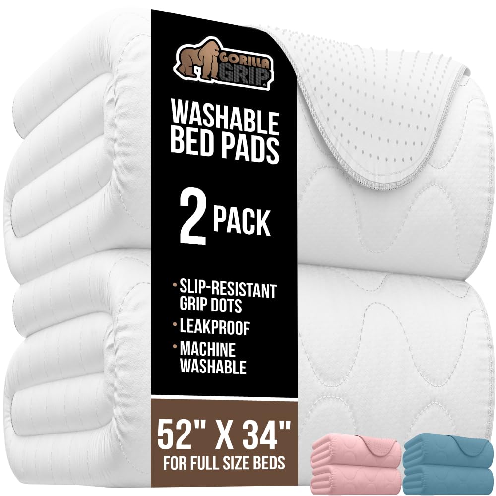 GORILLA GRIP Washable Underpads demonstrate a waterproof barrier for leak protection.