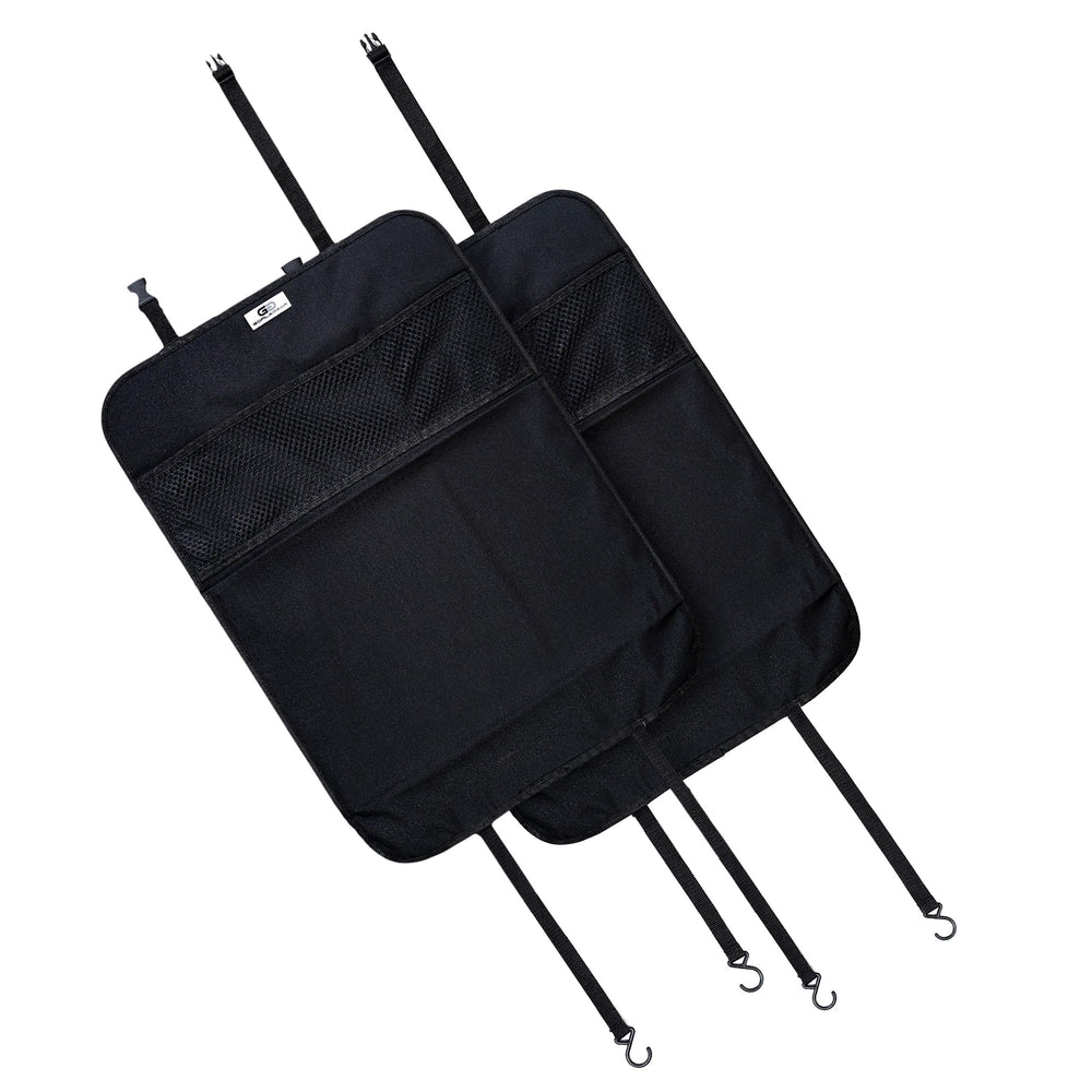 Gorla Gear black heavy-duty kick mats protect front seats from kicks and dirt