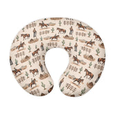 Goronwyfloyd brown cow boys and cacti pillow cover with kid-friendly print for nurseries.