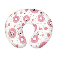 Goronwyfloyd donuts and cows slipcover closeup shows soft fabric and stitching for comfort