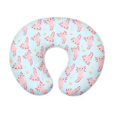 Goronwyfloyd multi pink axolotl nursing pillow cover closeup, showing soft fabric for baby comfort