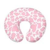 Goronwyfloyd Pink Cow Stripes nursing pillow cover closeup, ultra-soft texture for gentle baby skin.
