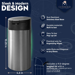 Reverse pull slot design on Gosnold wipes dispenser for tidy counter