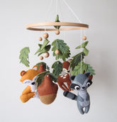 Goukurlsma woodland crib mobile with forest animals for gentle visual stimulation in nursery.