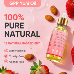 GPP Yoni Oil Wash applying on skin to illustrate easy absorption.