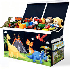 Grabbzee toy box lid provides easy access for tidy cleanup.