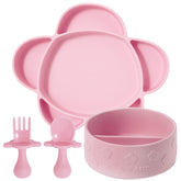 Grabease blush plate with suction base supports independent eating and less mess.