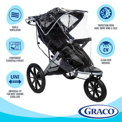 Ventilation netting on both sides of Graco rain cover