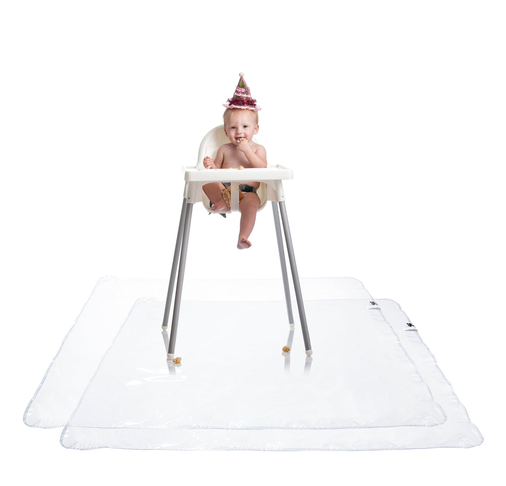 Graco under high chair mat in clear 50-inch design protects floors from spills.