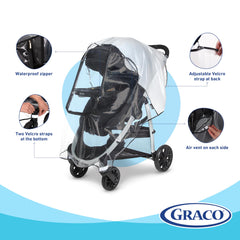 Graco Universal Deluxe Weather Shield zippered window enables quick air during pauses.