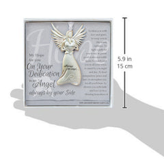 Detailed look at the angel medallion craft and finish