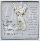 The Grandparent Gift Co guardian angel medallion ornament shown for dedication celebration and keepsake use