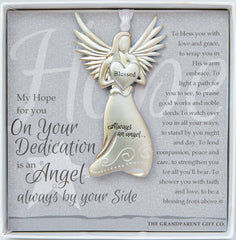 The Grandparent Gift Co guardian angel medallion ornament shown for dedication celebration and keepsake use