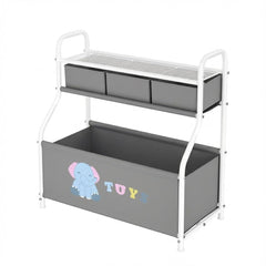 GRANNY SAYS gray storage cabinet front view with 3 tiers for clutter-free living room organization