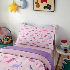 GRAT TIOC pink dinosaur pillowcase with soft microfiber for gentle skin.
