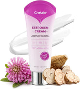 Gratulor Estrogen Cream face application demonstrates smooth absorption for daily menopausal support.