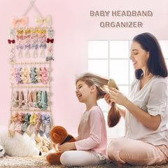 GRDYEAAR hair accessory storage in wood frame neatly stores clips and ribbons.