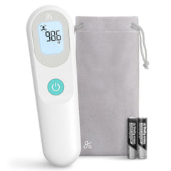 Greater Goods No-Touch thermometer display readout shows fast, precise readings for all ages.