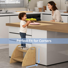 Gredak toddler stool at kitchen counter helps kids reach without strain.