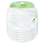 Green Sprouts muslin bibs striped design, soft and gentle against baby's skin.