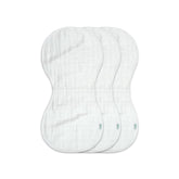 Green Sprouts muslin burp cloths with four layers absorb dribbles effectively.