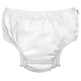 Green Sprouts reusable snap swim diaper in white, front view for comfy water play.