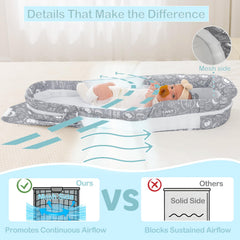 Greenecocs infant travel nest close-up cover shows simple setup.