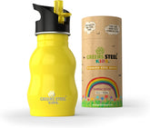 Greens Steel kids water bottle with straw and handle for easy on-the-go sipping