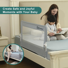 Grelex toddler safety guard emphasizes raised sides and secure sleep boundary.
