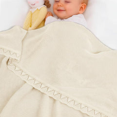 Grewear Baby Knit Blanket closeup knit highlighting soft, breathable cotton.