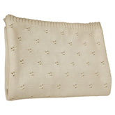 Grewear baby knit blanket beige with eyelet pattern, soft touch for newborn swaddling