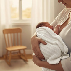 Grewear Baby Knit Blanket features soft cotton texture for gentle skin contact.