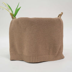 Grewear baby knit blanket in mocha color offers soft cotton for delicate skin.