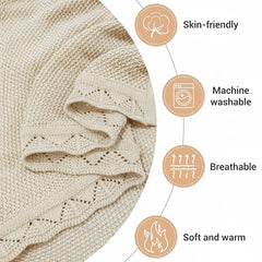 Grewear baby-knit blanket in cream for tummy time and soft play sessions