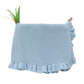 Grewear cotton baby blanket with ruffle edge in blue for cozy newborn comfort.