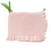 Grewear cotton baby blanket with pink ruffle edge for gentle newborn comfort