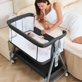 Grobeybees 3-in-1 bassinet bedside sleeper with wheels for easy room-to-room use