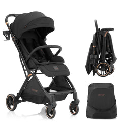 Gromast Gravity Folding Stroller front view highlights a lightweight design for quick outings