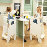 GroowingMind toddler tower seat attached for snack time and learning.