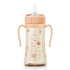 GROSMIMI Stage 2 straw toddler cup with peach flower motif for easy transitions